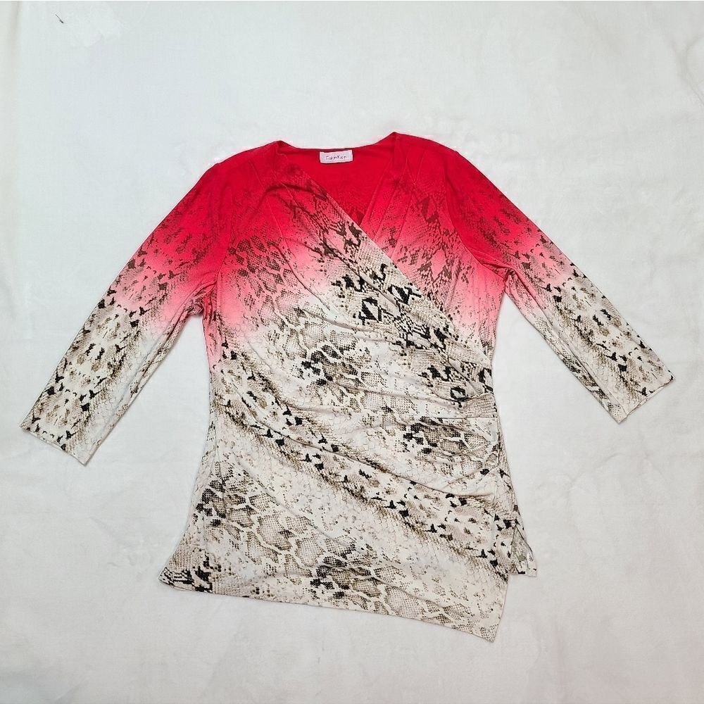 Calvin Klein Red and Cream Blouse